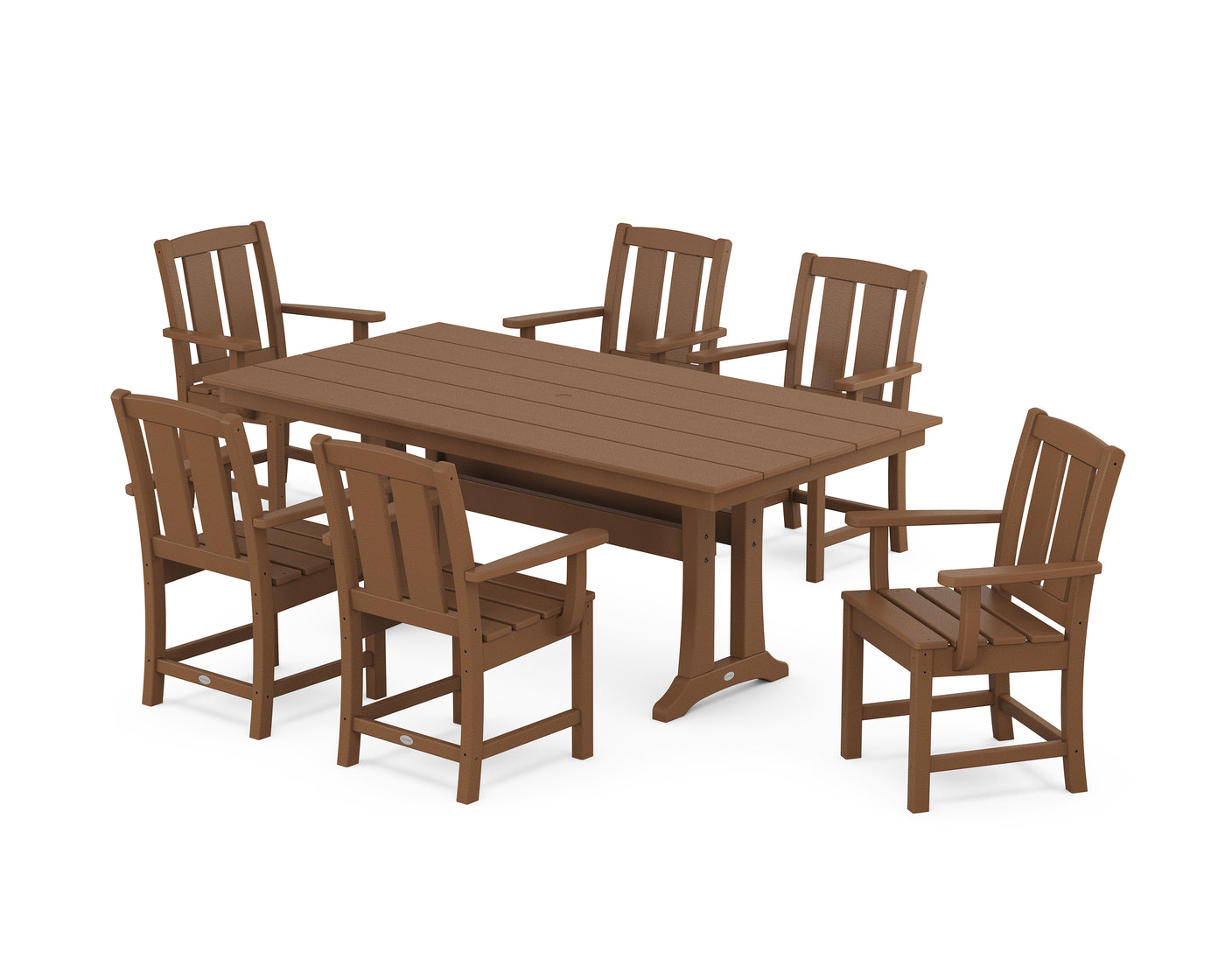 Mission Arm Chair 7-Piece Farmhouse Dining Set with Trestle Legs