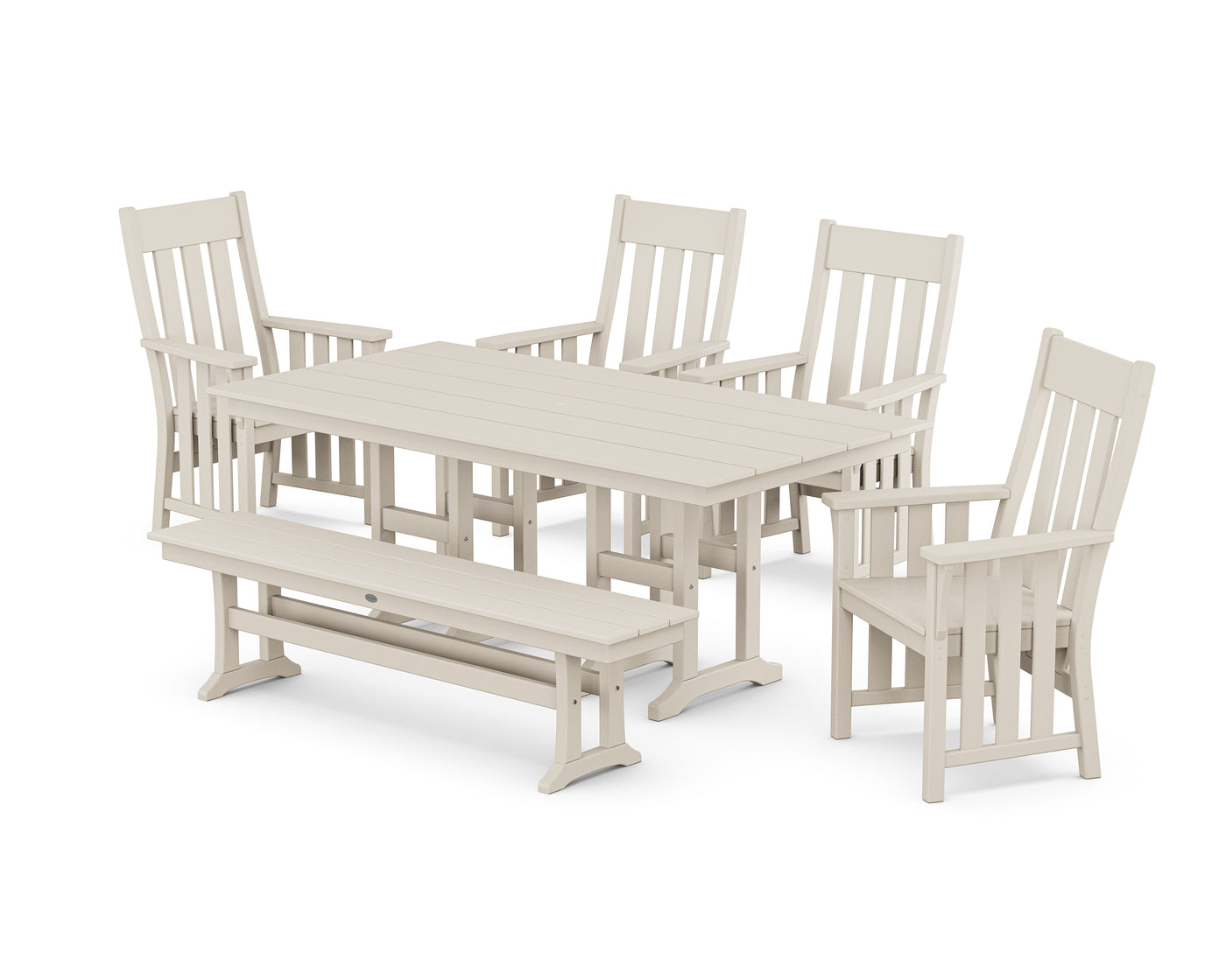 Acadia 6-Piece Farmhouse Dining Set with Bench