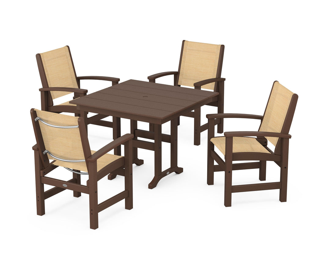 POLYWOOD® Coastal 5-Piece Farmhouse Dining Set