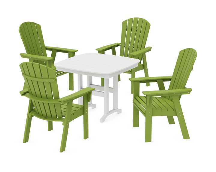 POLYWOOD® Nautical Curveback Adirondack 5-Piece Dining Set with Square Dining Table