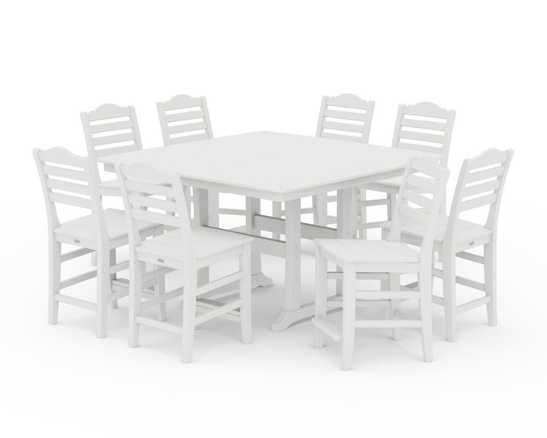 Draper James™ by  POLYWOOD® Savannah Side Chair 9-Piece Square Counter Set with Trestle Legs