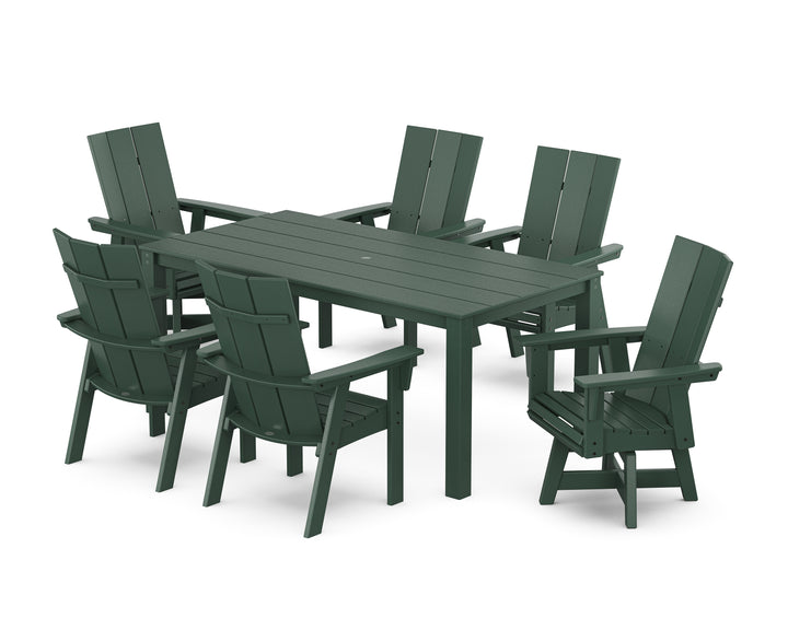 POLYWOOD® Modern Curveback Adirondack 7-Piece Parsons Swivel Dining Set