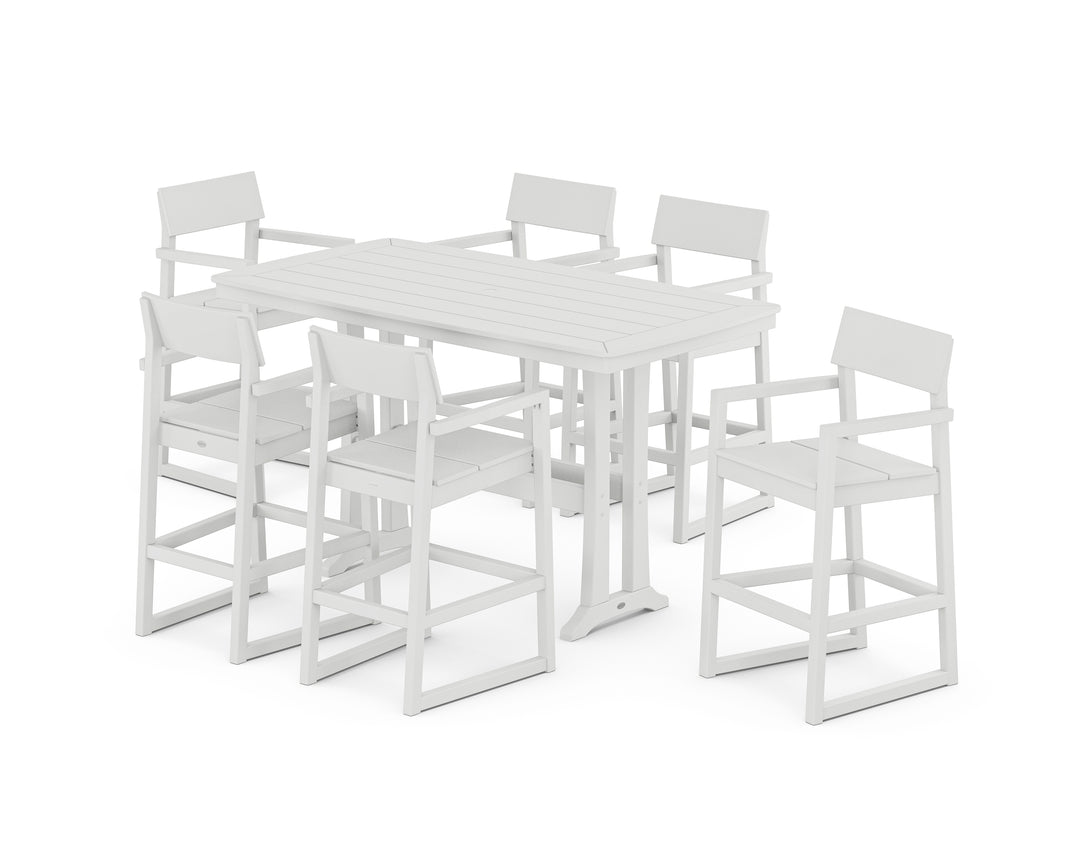 POLYWOOD® EDGE Arm Chair 7-Piece Bar Set with Trestle Legs