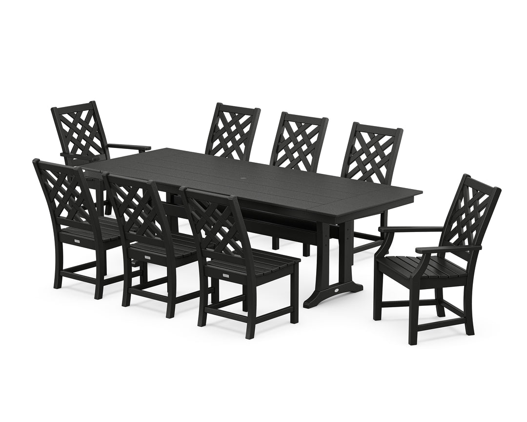 Country Living Wovendale 9-Piece Farmhouse Dining Set with Trestle Legs