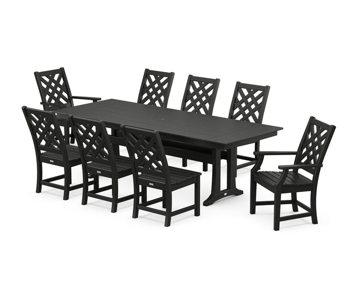 Country Living Wovendale 9-Piece Farmhouse Dining Set with Trestle Legs