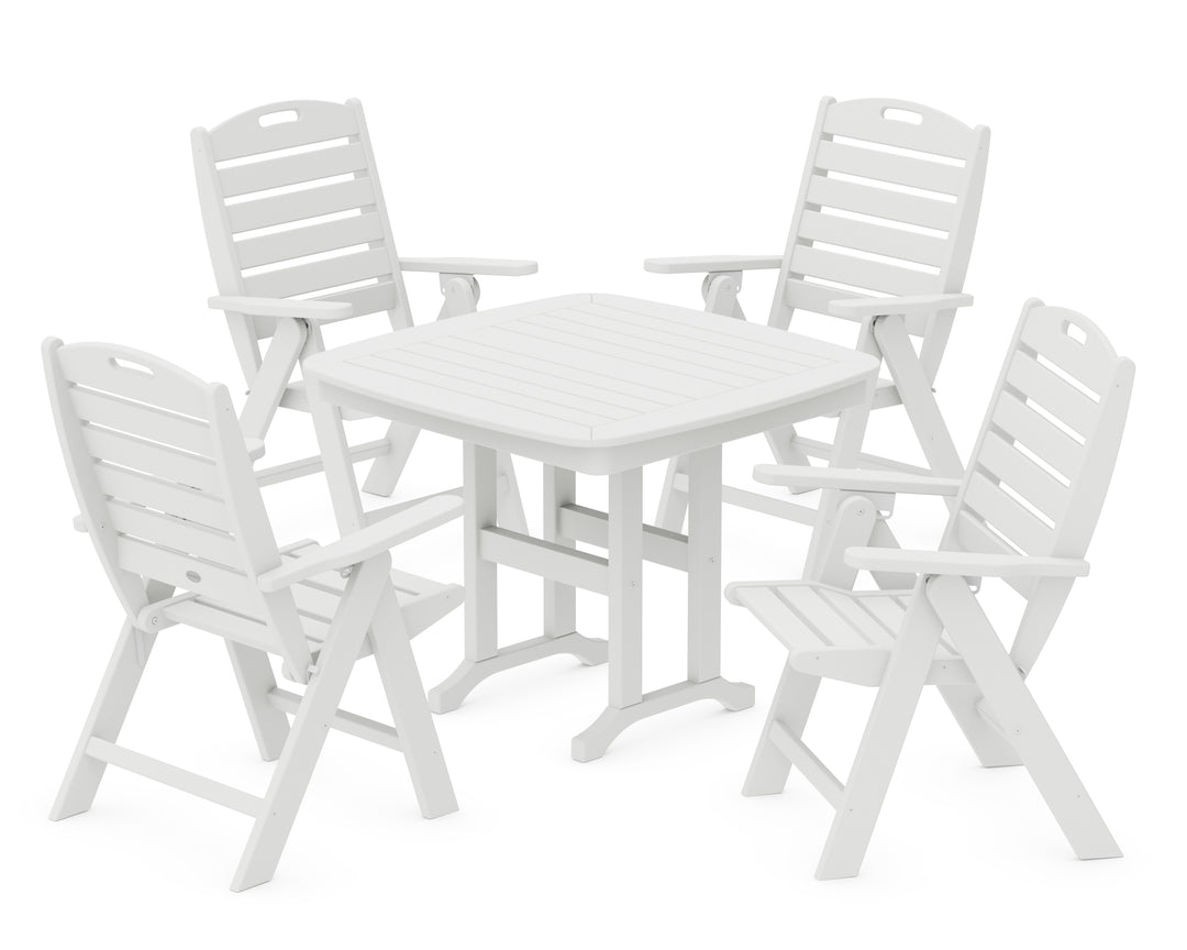 POLYWOOD® Nautical Folding Highback Chair 5-Piece Dining Set
