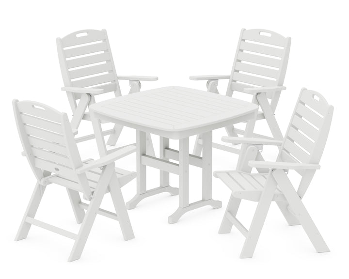 POLYWOOD® Nautical Folding Highback Chair 5-Piece Dining Set