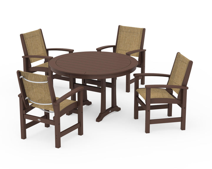 POLYWOOD® Coastal 5-Piece Round Dining Set with Trestle Legs