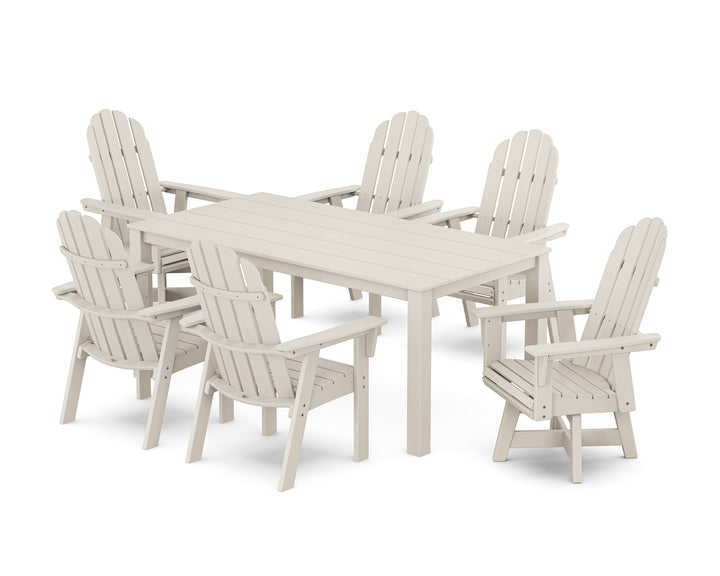 POLYWOOD® Vineyard Curveback Adirondack 7-Piece Parsons Swivel Dining Set
