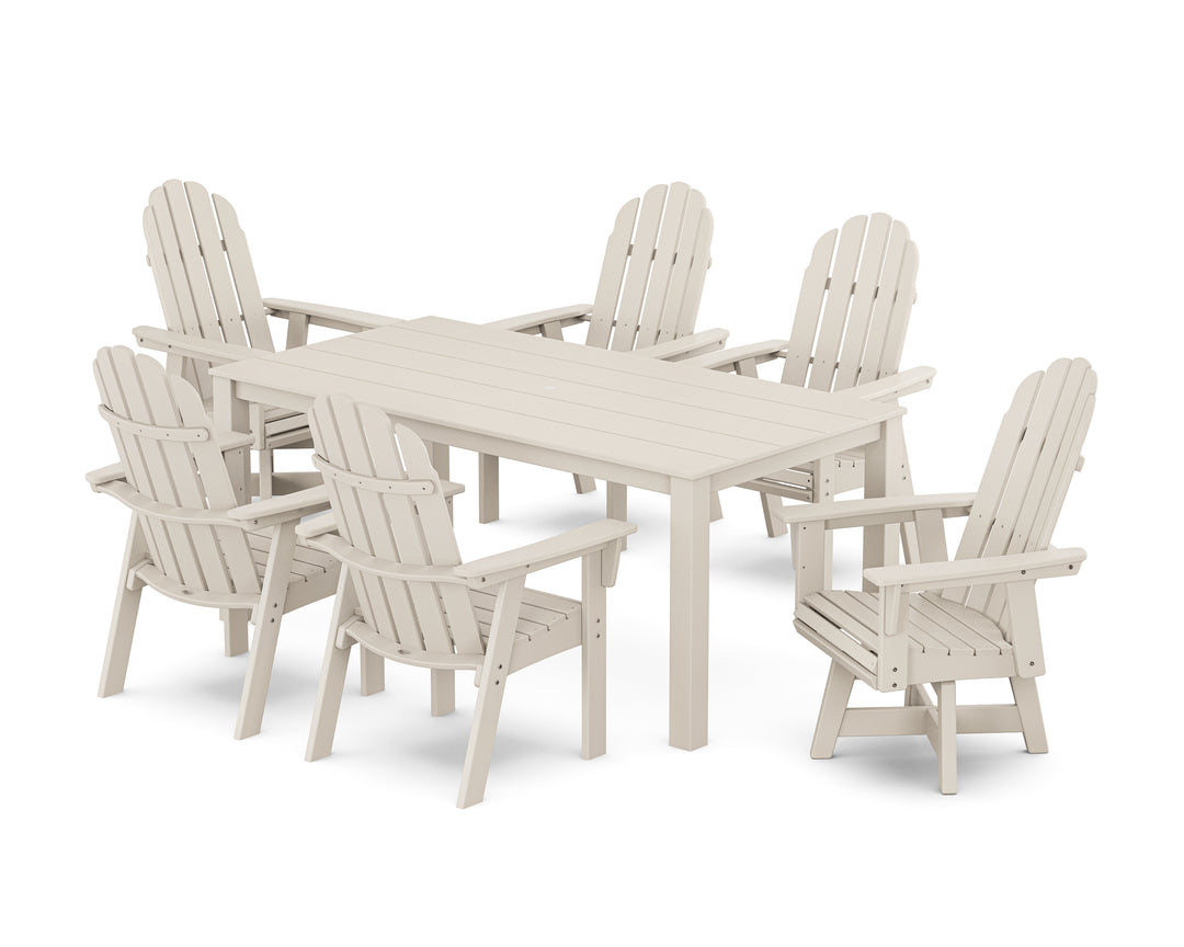 POLYWOOD® Vineyard Curveback Adirondack 7-Piece Parsons Swivel Dining Set