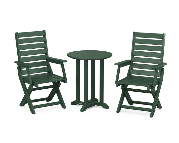 POLYWOOD® Captain Folding Chair 3-Piece Round Bistro Dining Set