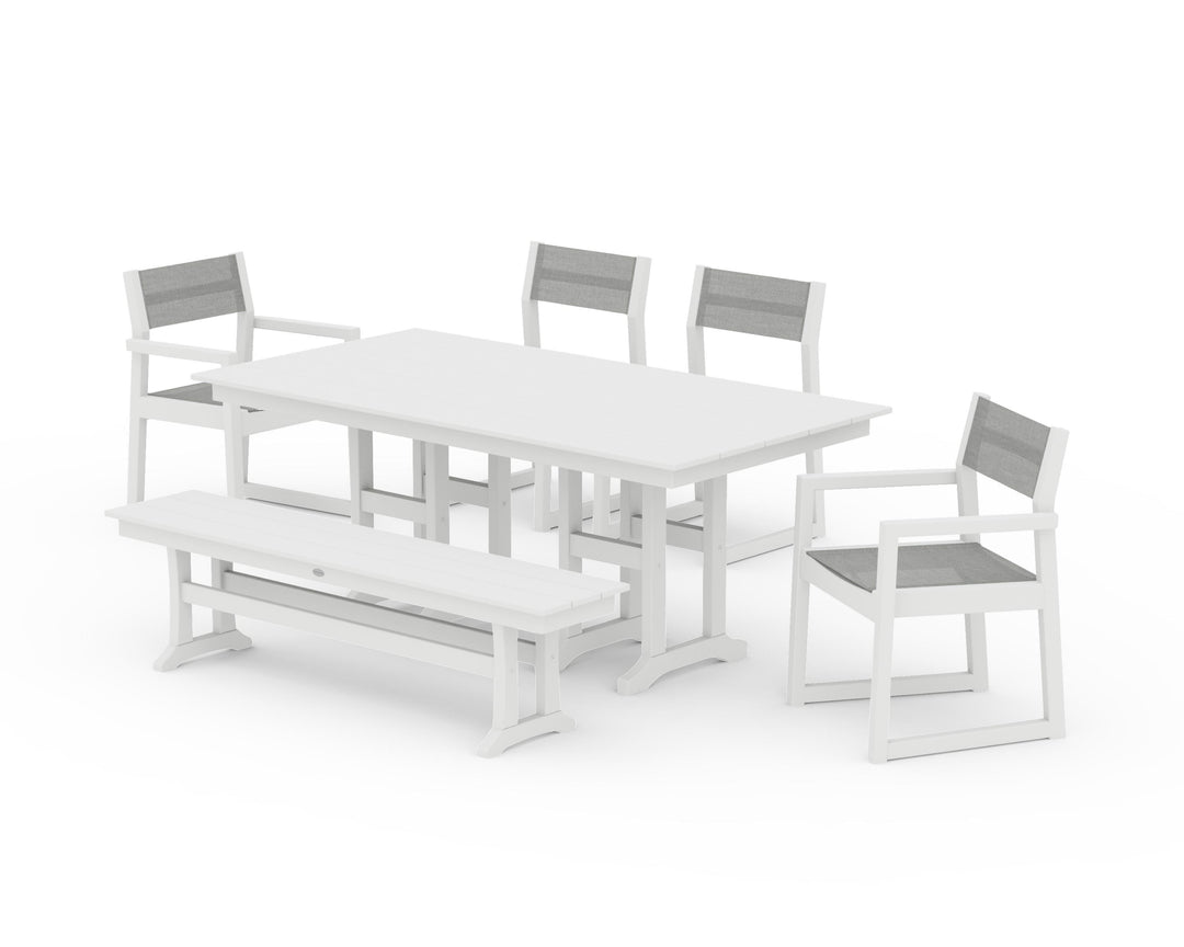 POLYWOOD® EDGE Sling 6-Piece Farmhouse Dining Set
