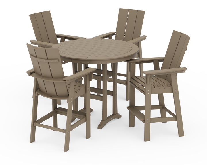 POLYWOOD® Modern Curveback Adirondack 5-Piece Nautical Trestle Bar Set