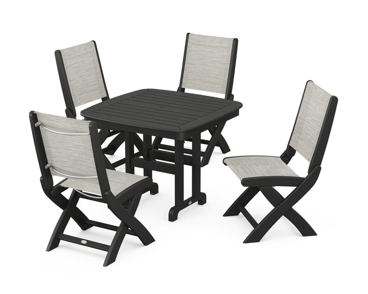 POLYWOOD® Coastal Folding Side Chair 5-Piece Dining Set