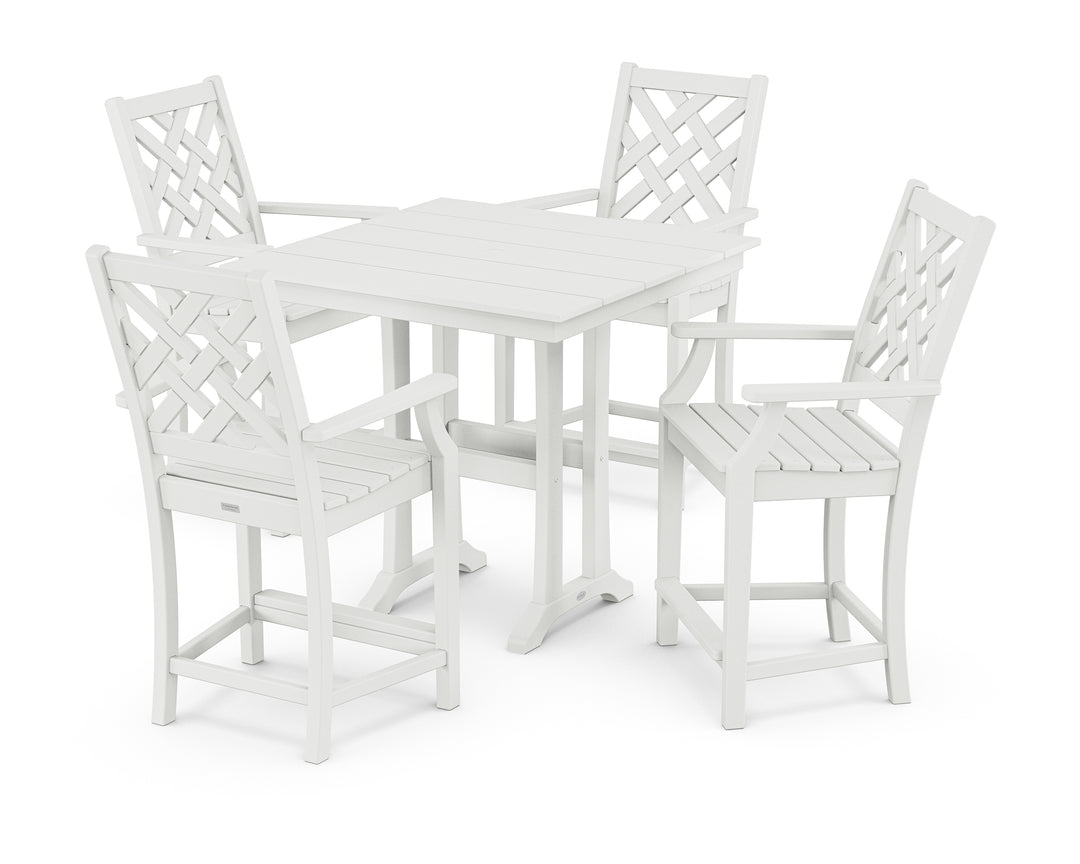 Country Living Wovendale 5-Piece Farmhouse Counter Set with Trestle Legs