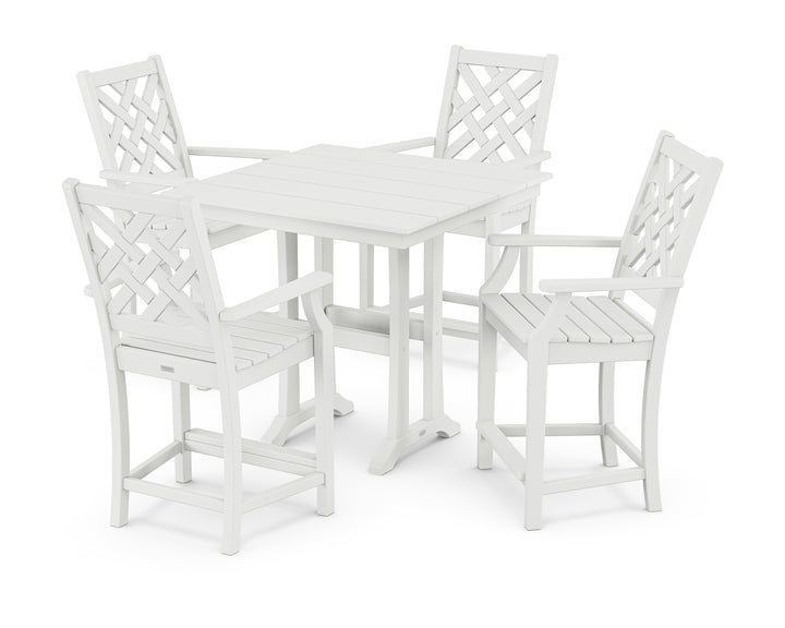 Country Living Wovendale 5-Piece Farmhouse Counter Set with Trestle Legs