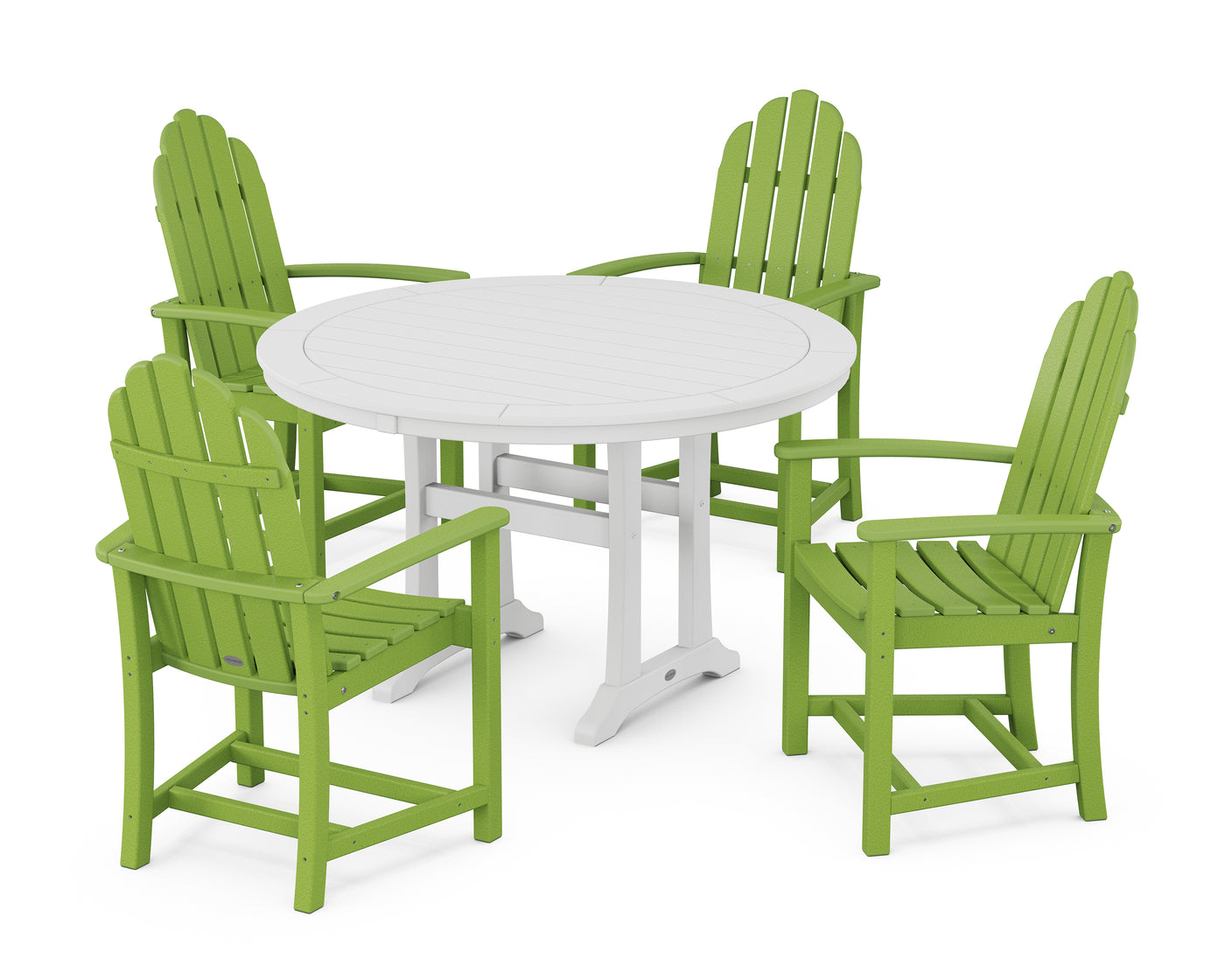 Classic Adirondack 5-Piece Round Dining Set with Trestle Legs