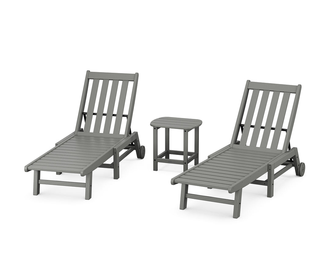 POLYWOOD® Vineyard 3-Piece Chaise with Wheels Set