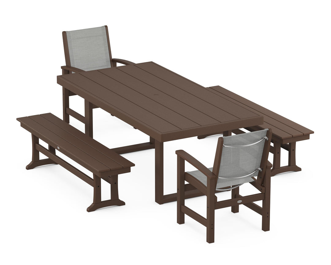 POLYWOOD® Coastal 5-Piece Dining Set with Trestle Legs