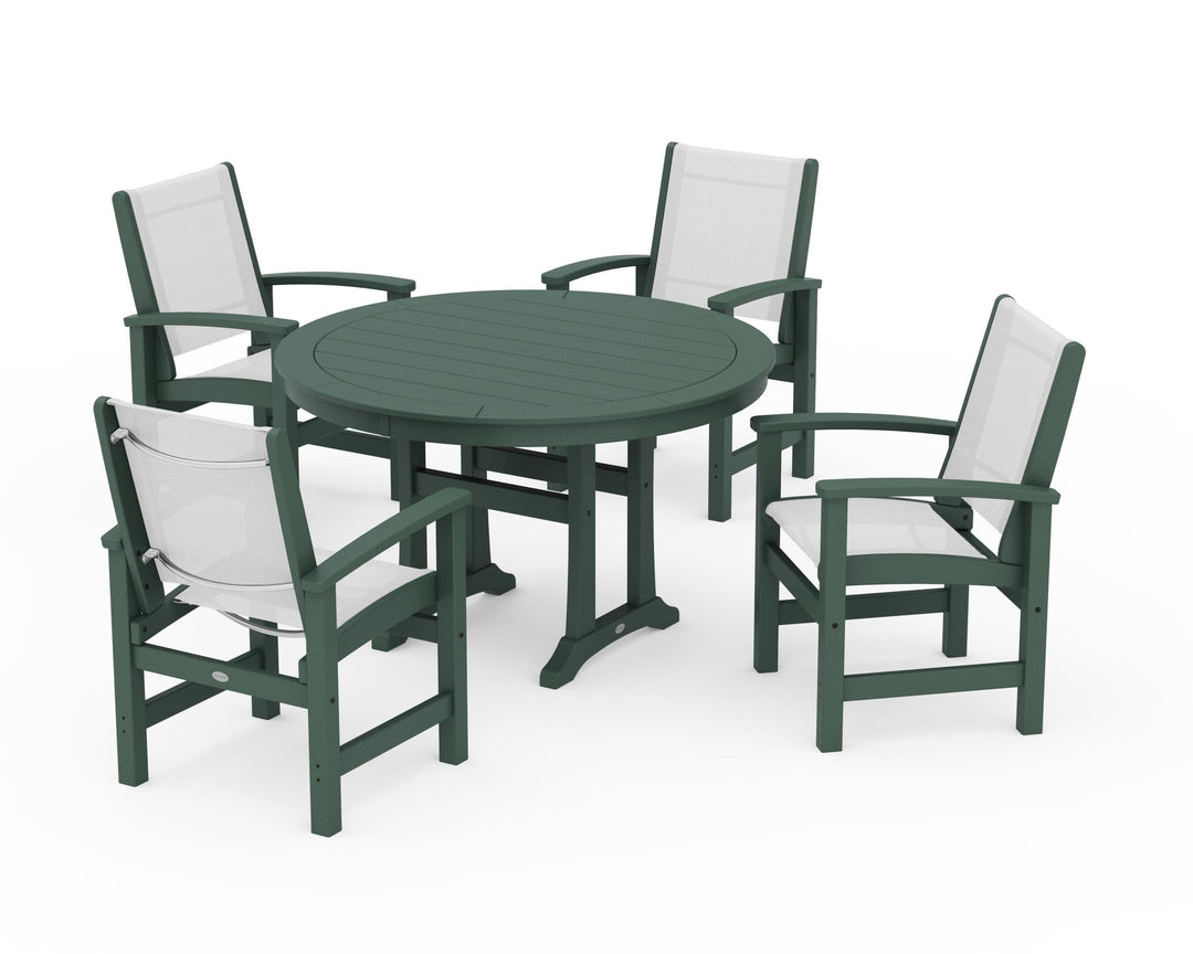 POLYWOOD® Coastal 5-Piece Round Dining Set with Trestle Legs