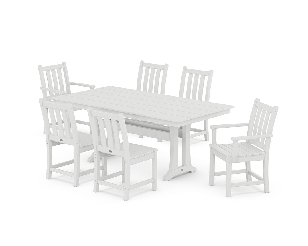 POLYWOOD® Traditional Garden 7-Piece Farmhouse Dining Set With Trestle Legs