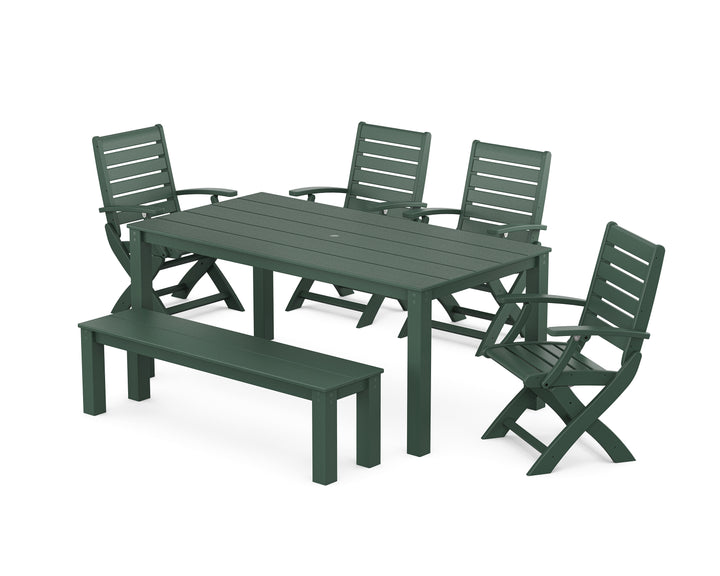 POLYWOOD® Signature Folding Chair 6-Piece Parsons Dining Set with Bench