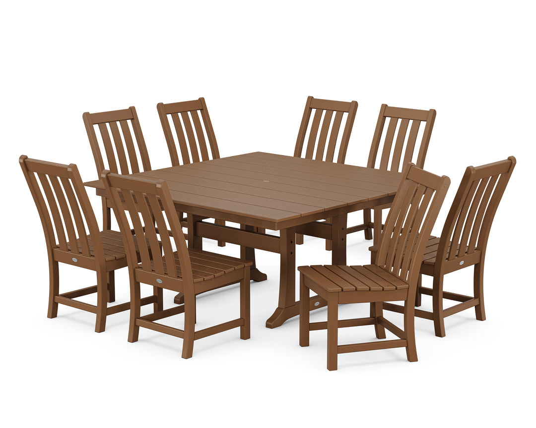 POLYWOOD® Vineyard 9-Piece Farmhouse Trestle Dining Set