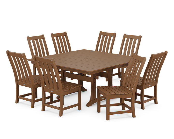 POLYWOOD® Vineyard 9-Piece Farmhouse Trestle Dining Set