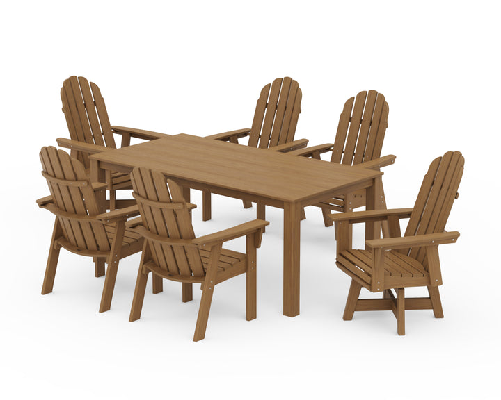 POLYWOOD® Vineyard Curveback Adirondack 7-Piece Parsons Swivel Dining Set
