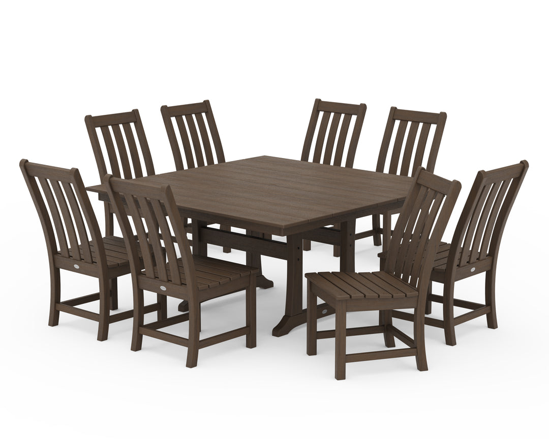 POLYWOOD® Vineyard 9-Piece Farmhouse Trestle Dining Set