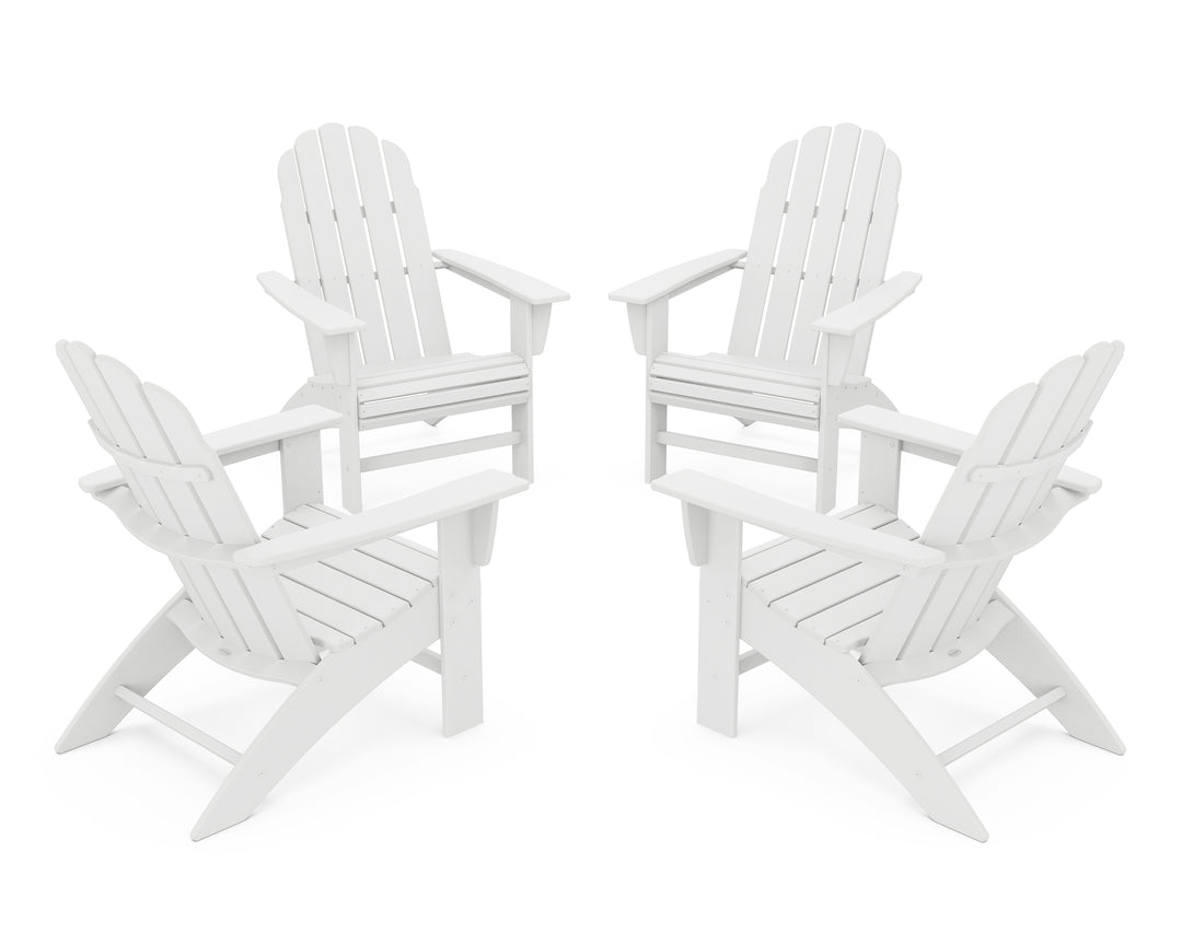 POLYWOOD® 4-Piece Vineyard Curveback Adirondack Chair Conversation Set