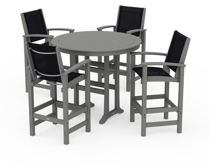 POLYWOOD® Coastal 5-Piece Nautical Trestle Bar Set