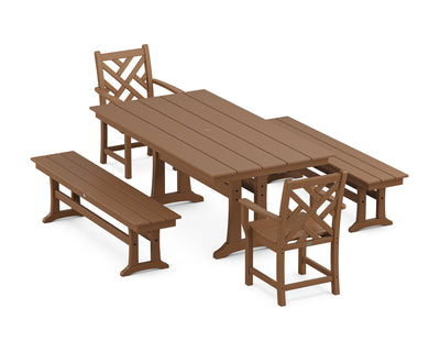 Chippendale 5-Piece Farmhouse Dining Set With Trestle Legs