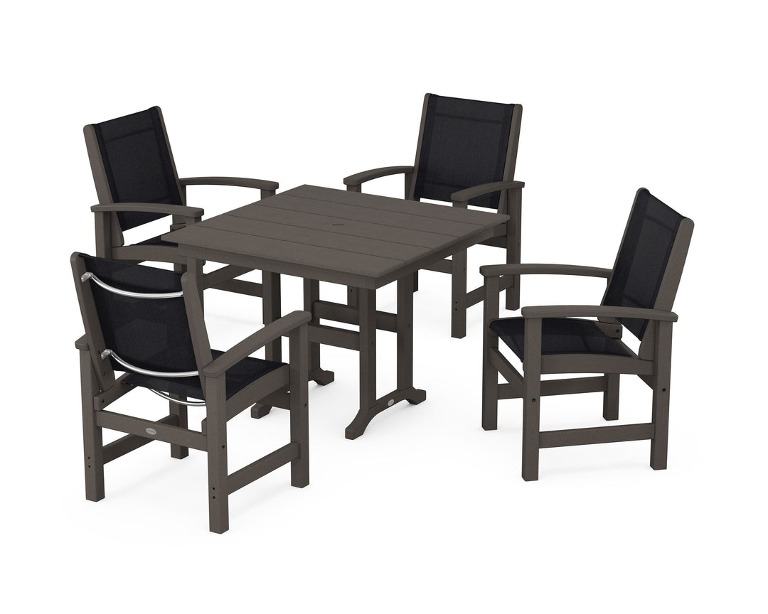POLYWOOD® Coastal 5-Piece Farmhouse Dining Set