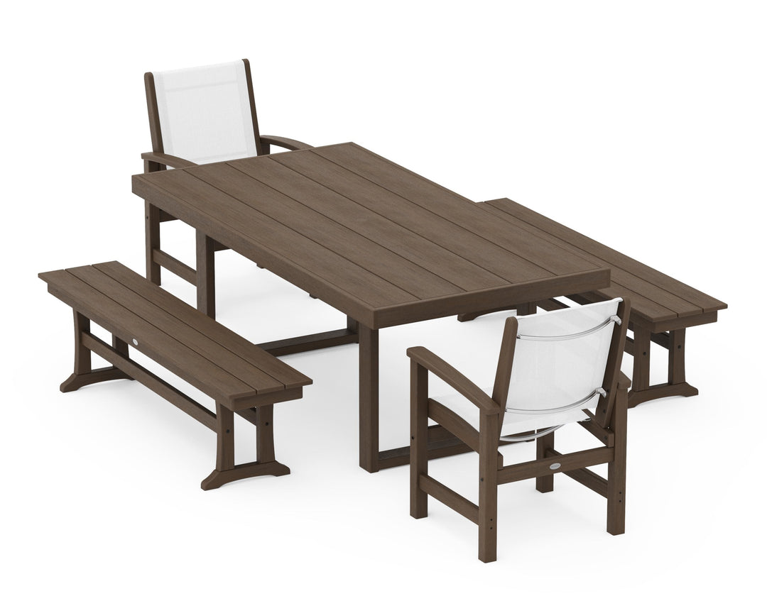 POLYWOOD® Coastal 5-Piece Dining Set with Trestle Legs