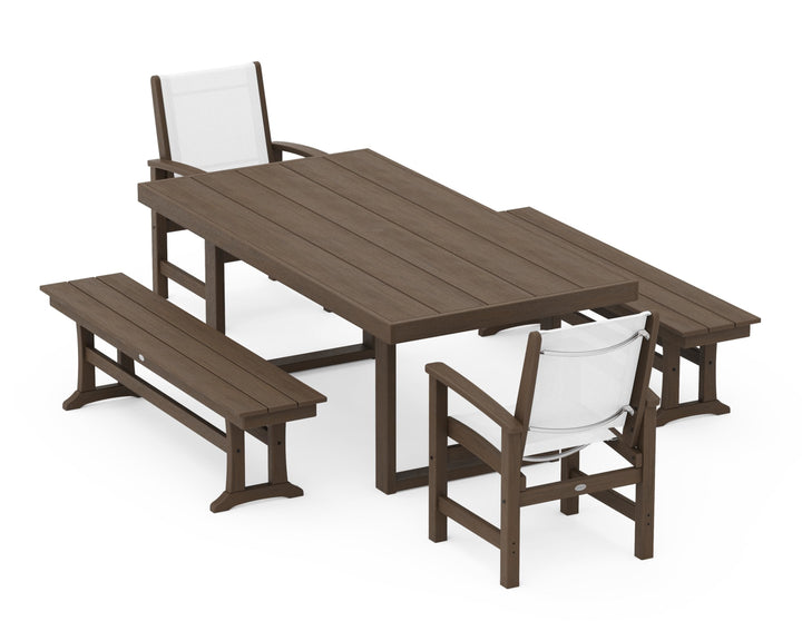 POLYWOOD® Coastal 5-Piece Dining Set with Trestle Legs