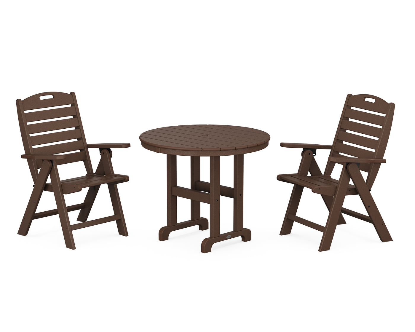 Nautical Folding Highback Chair 3-Piece Round Dining Set