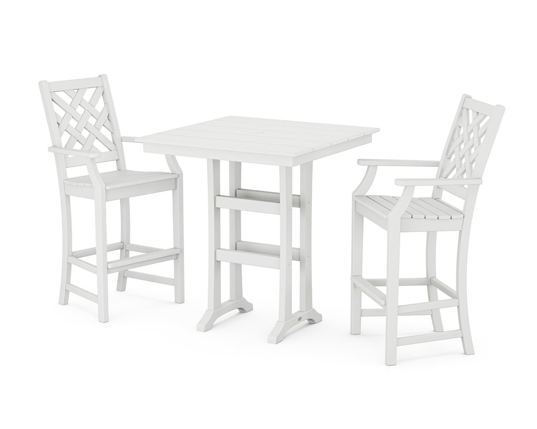 Country Living Wovendale 3-Piece Farmhouse Bar Set with Trestle Legs