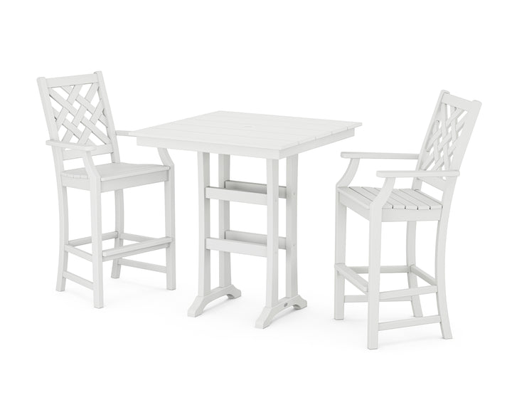 Country Living Wovendale 3-Piece Farmhouse Bar Set with Trestle Legs