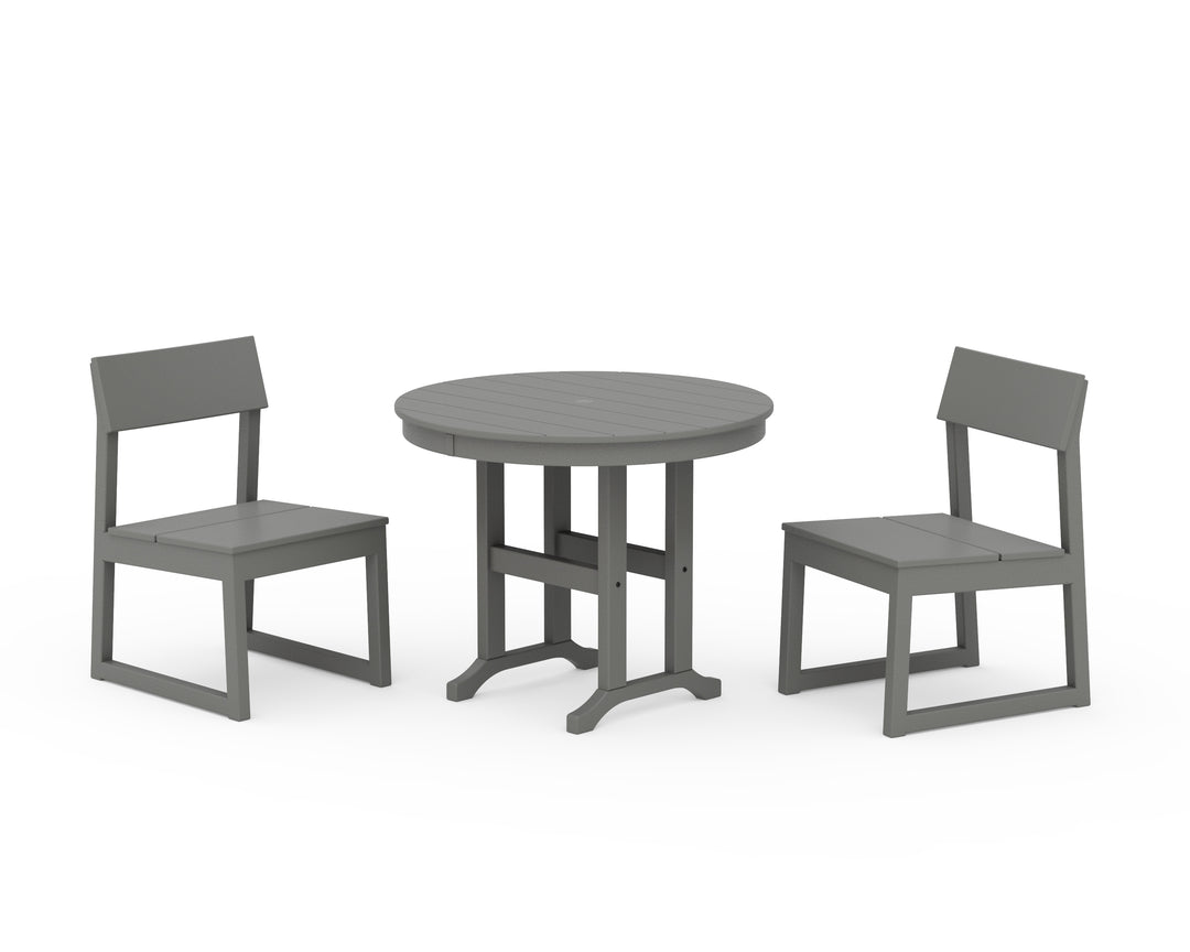 POLYWOOD® EDGE Side Chair 3-Piece Round Dining Set