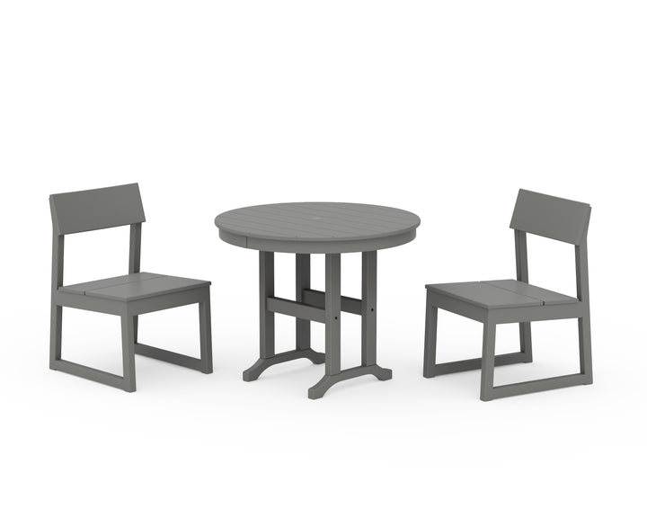 POLYWOOD® EDGE Side Chair 3-Piece Round Dining Set