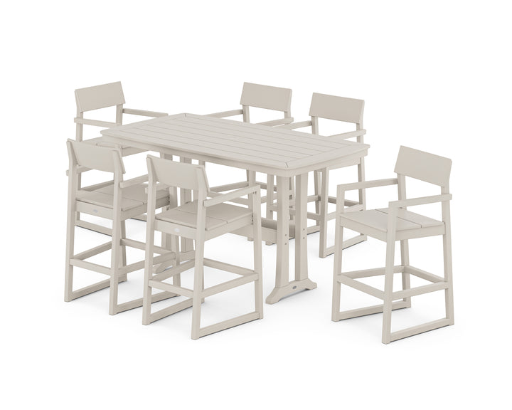 POLYWOOD® EDGE Arm Chair 7-Piece Bar Set with Trestle Legs