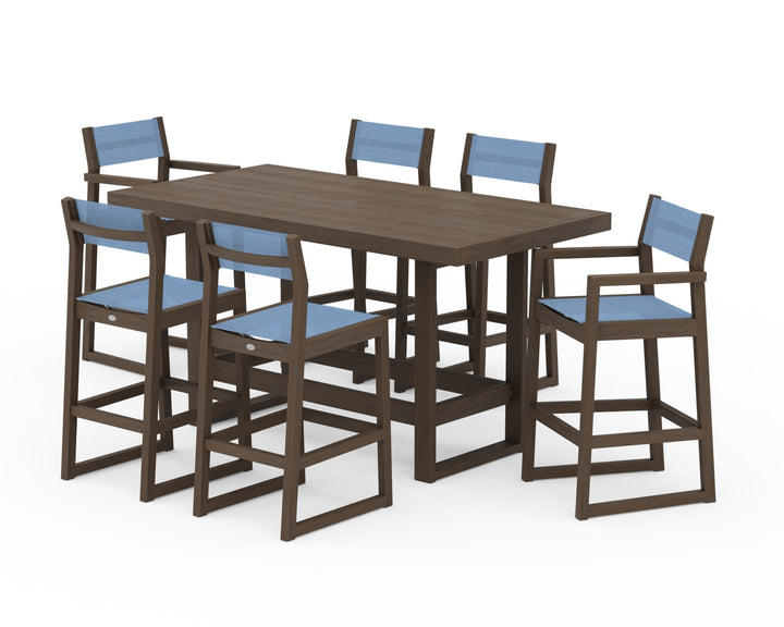 POLYWOOD® EDGE Sling 7-Piece Bar Table Set