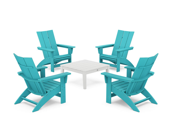 POLYWOOD® 5-Piece Modern Grand Adirondack Chair Conversation Group