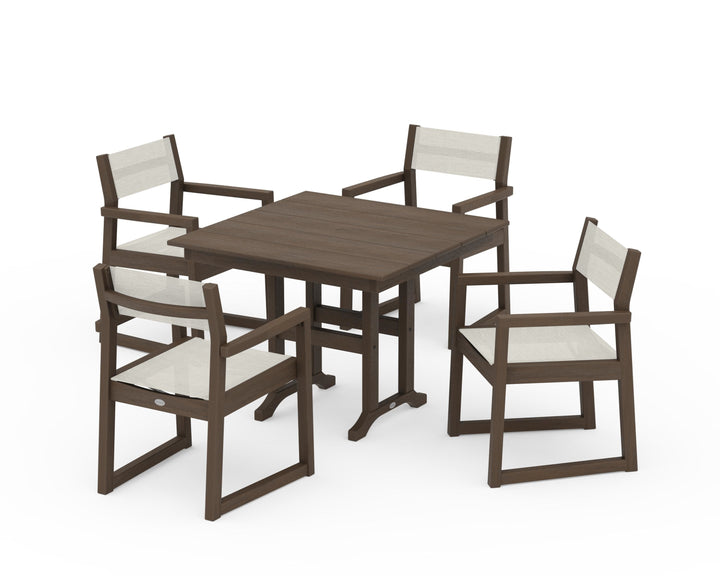 POLYWOOD® EDGE Sling Arm Chair 5-Piece Farmhouse Dining Set