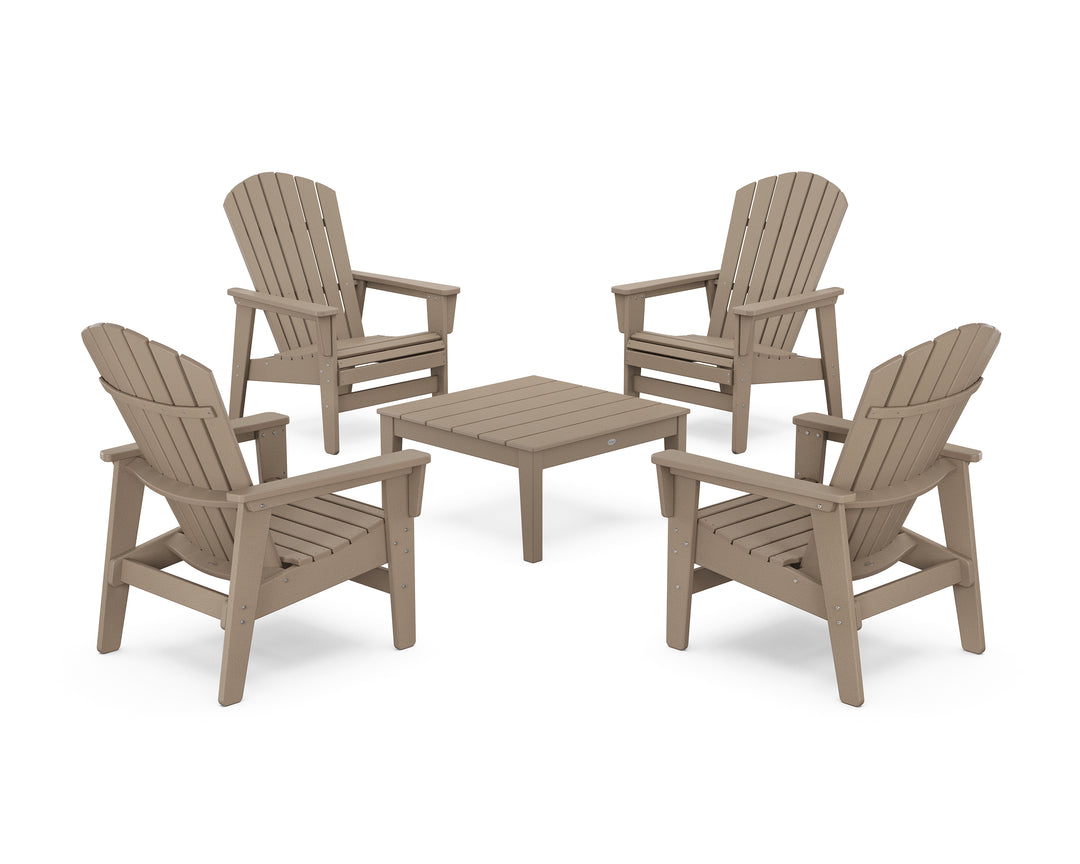 POLYWOOD® 5-Piece Nautical Grand Upright Adirondack Chair Conversation Group