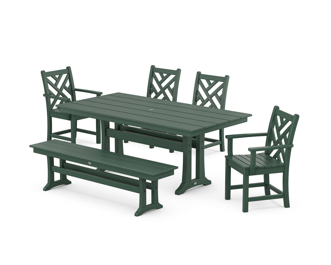 POLYWOOD® Chippendale 6-Piece Farmhouse Dining Set With Trestle Legs