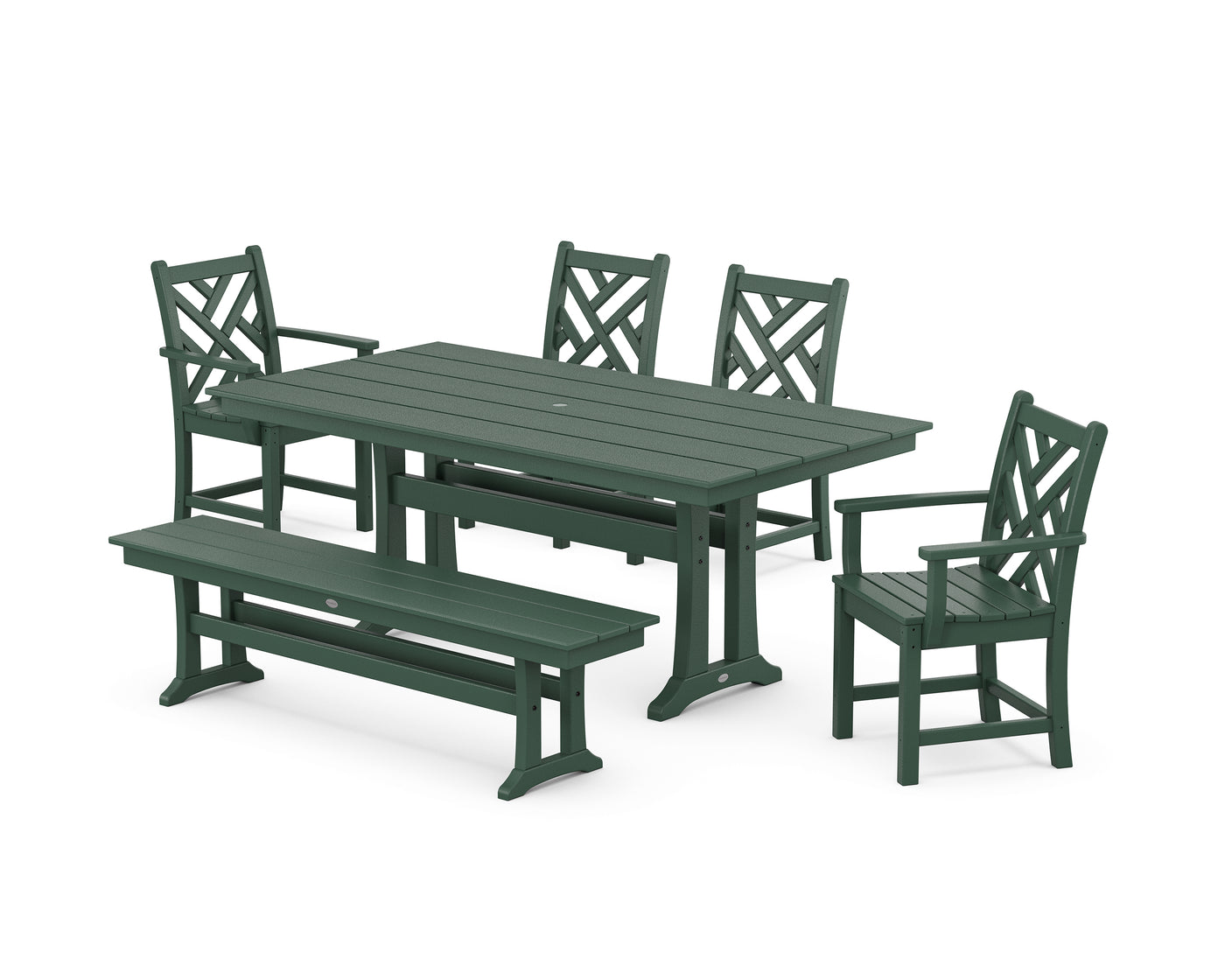 Chippendale 6-Piece Farmhouse Dining Set With Trestle Legs