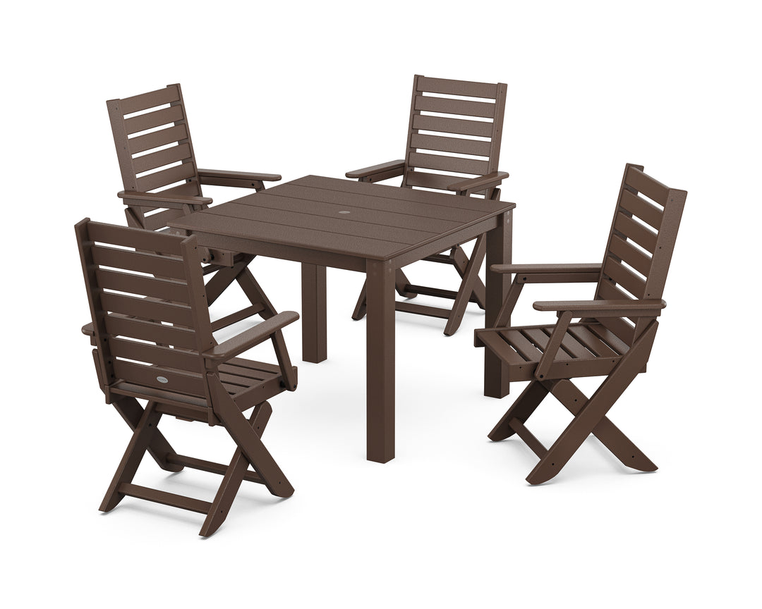 POLYWOOD® Captain Folding Chair 5-Piece Parsons Dining Set