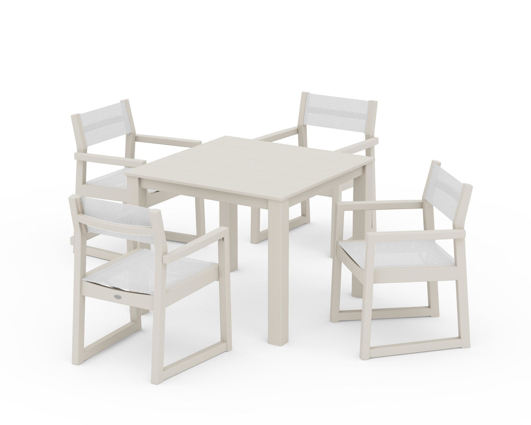 POLYWOOD® EDGE Sling Arm Chair 5-Piece Parsons Dining Set